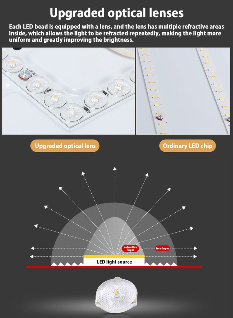 لوبيتيز مصباح سقف الحديثة البسيطة الماس السماء المرصعة بالنجوم اللون 40 سم / 15.7 بوصة أدى جزءا لا يتجزأ من السقف مصباح الجولة ثلاثة ألوان باهتة 3000K-6000K ، ومناسبة لغرفة نوم وغرفة معيشة ومطبخ - Image 5